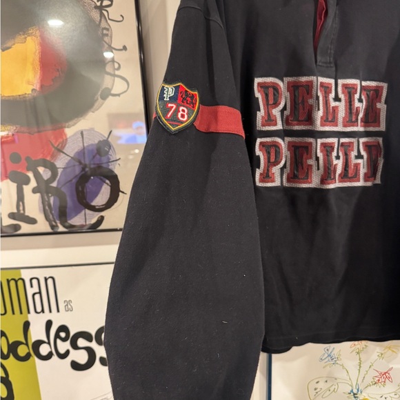 Pelle Pelle Black and Burgundy Rugby Shirt - size XL - Picture 5 of 15